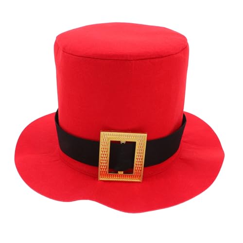 CLISPEED Unisex Feiertagshut für Erwachsene Bequeme Dicke Traditionelle Weihnachtskopfdekoration mit Goldenem Gürtel für Neujahrsfeiern Rot von CLISPEED