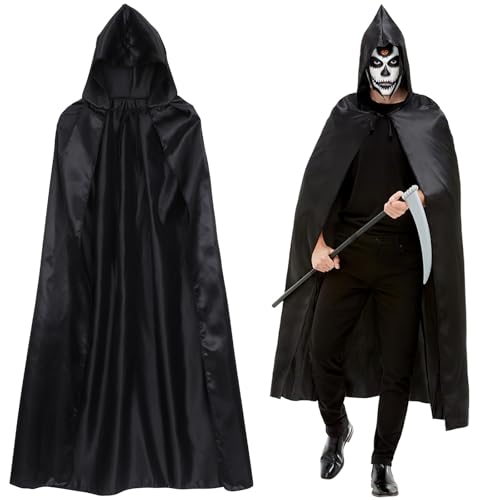 CLISPEED Vampir Kostüm Karneval Horror Scream Kostüm, Sensenmann Schwarzer Umhang Mit Kapuze Lange Devil Rider Cape Kapuzenumhang für Karneval Dekoration Cosplay Party Erwachsene Herren Unisex CLISPEED Vampir Kostüm Karneval Horror Scream Kostüm, Sensenmann Schwarzer Umhang Mit Kapuze Lange Devil Rider Cape Kapuzenumhang für Karneval Dekoration Cosplay Party Erwachsene Herren Unisex von CLISPEED