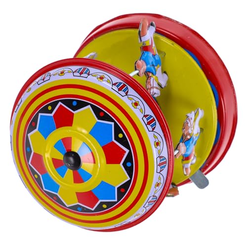 CLISPEED Vintage Karussell Wind Up aus Nostalgisches Drehbares Blechspielzeug mit Sicher und Kompakt Retro Drehkarussell für Dekoration von CLISPEED