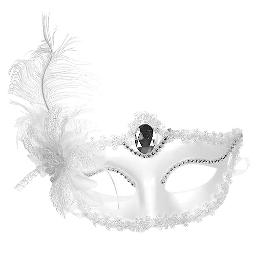 CLISPEED Weiße Spitzen Halbmaske Damen Party Maske Venezianisch Karneval Maskenball Halloween Cosplay Accessoire für Kostümparty von CLISPEED