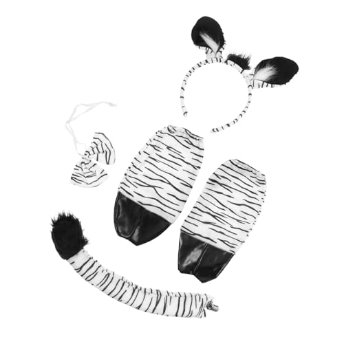 CLISPEED Zebra Tierkostüm aus Weichem mit Stirnband und Handschuhen Leichtes Bequemes Party Haaraccessoire für Karneval Halloween Cosplay und Tierverkleidung Erwachsene von CLISPEED