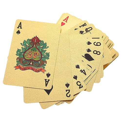 CLISPEED wasserdichte Spielkarten im Gold Design Hochwertige PVC Pokerkarten für Partys Tragbar und Langlebig für Unterhaltung und Geselligkeit von CLISPEED