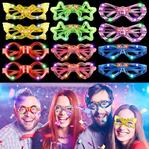 CLIUNT 12 Stück Led Brille, Festival Leuchtbrille, Leuchtende Partybrille, Neon Party Brille, für Party Geburtstag, Karneval, Partydekoration für Kinder Erwachsene CLIUNT 12 Stück Led Brille, Festival Leuchtbrille, Leuchtende Partybrille, Neon Party Brille, für Party Geburtstag, Karneval, Partydekoration für Kinder Erwachsene von CLIUNT
