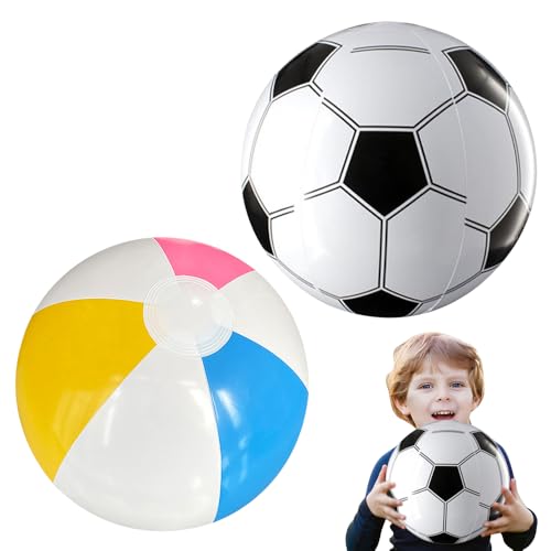CLIUNT 2 Stück Wasserball, Wasserball Aufblasbar, Inflatable Strandbälle, Regenbogen Beach Ball für Beach Balls Pool Party Kinder und Erwachsene (40cm) von CLIUNT