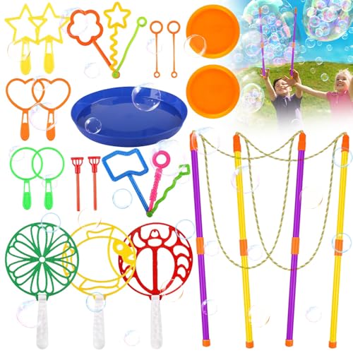 CLIUNT 24 PCS Seifenblasen Set für Kinder, Kinder Seifenblasen Blase Zauberstab Einstellen, Groß Seifenblasen Stab und Seifenblasen Blasringe, für Indoor, Kindergeburtstag, Partys, Hochzeit CLIUNT 24 PCS Seifenblasen Set für Kinder, Kinder Seifenblasen Blase Zauberstab Einstellen, Groß Seifenblasen Stab und Seifenblasen Blasringe, für Indoor, Kindergeburtstag, Partys, Hochzeit von CLIUNT