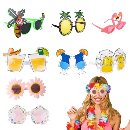 CLIUNT 8 Stück Luau Party Sonnenbrille, Lustige hawaiianische Brillen, Hawaiian Tropical Brille, Partybrille Set, Fotoautomaten-Requisiten, Strand-Themen-Partybedarf Dekoration CLIUNT 8 Stück Luau Party Sonnenbrille, Lustige hawaiianische Brillen, Hawaiian Tropical Brille, Partybrille Set, Fotoautomaten-Requisiten, Strand-Themen-Partybedarf Dekoration von CLIUNT