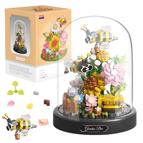 CLIUNT Blumen Bausteine Set, 588 Stück Biene Blumen Micro Mini Baustein Set, Blumen Insekten Klemmbausteine, Insekt Blumenstrauß Bauspielzeugsets mit Staubdichte Kuppel Und Sockel CLIUNT Blumen Bausteine Set, 588 Stück Biene Blumen Micro Mini Baustein Set, Blumen Insekten Klemmbausteine, Insekt Blumenstrauß Bauspielzeugsets mit Staubdichte Kuppel Und Sockel von CLIUNT
