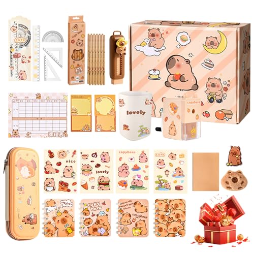 CLIUNT Ensemble Papeterie Capybara, Trousse à Crayons Capybara, Capybara Trousse à Crayons, Avec stylos, pinces, broches, Pochette À Crayons Capybara De Grande Capacité von CLIUNT