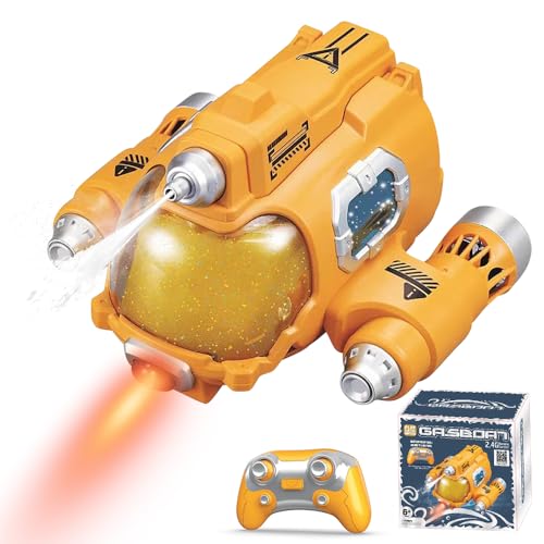CLIUNT Ferngesteuertes Boot, 2,4-GHz RC Boot, Ferngesteuertes Motorboot mit Sprühwasser/Licht und 360° Rotation, Sommer Besprühtes Spielzeug für Kinder Wasser-Party Geschenk von CLIUNT