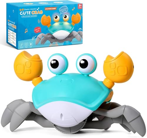 CLIUNT Krabbe Baby Spielzeug, Elektronische Krabbel Krabbe ab 6 7 8 9 10 Monate, Interaktive Musikkrabbe, Krabbelspielzeug Baby, Kinder Tummy Time Toys, Spielzeugs Junge Mädchen(Blau) von CLIUNT
