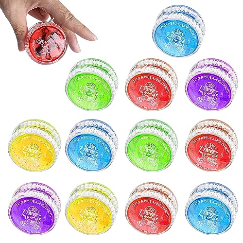 CLIUNT LED Licht Yoyo, 12 Stück LED Licht Jo-Jo, Leuchten Yoyos Für Kinder, Kunststoff Responsive Yoyo, für Geburtstag Party Gastgeschenk Mitgebsel Klassenzimmer Preise, Zufällige Farben von CLIUNT