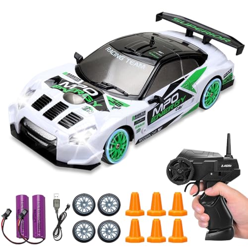 CLIUNT RC Drift Car, 1:24 15KM/H Mini Drift Car für Kinder Junge, 4WD Ferngesteuertes Auto mit LED-Leuchten, Zwei Batterien, für Jungen Mädchen und Erwachsene Geschenk ab 7 Jahren CLIUNT RC Drift Car, 1:24 15KM/H Mini Drift Car für Kinder Junge, 4WD Ferngesteuertes Auto mit LED-Leuchten, Zwei Batterien, für Jungen Mädchen und Erwachsene Geschenk ab 7 Jahren von CLIUNT