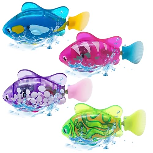 CLIUNT Robo Fish, 4 Stück Robo Fische für Kinder, Wiederverwendbare Schwimmende Roboterfische, Fisch Badewanne Spielzeug Elektrisch mit Leuchtende, für Poolspielzeug CLIUNT Robo Fish, 4 Stück Robo Fische für Kinder, Wiederverwendbare Schwimmende Roboterfische, Fisch Badewanne Spielzeug Elektrisch mit Leuchtende, für Poolspielzeug von CLIUNT