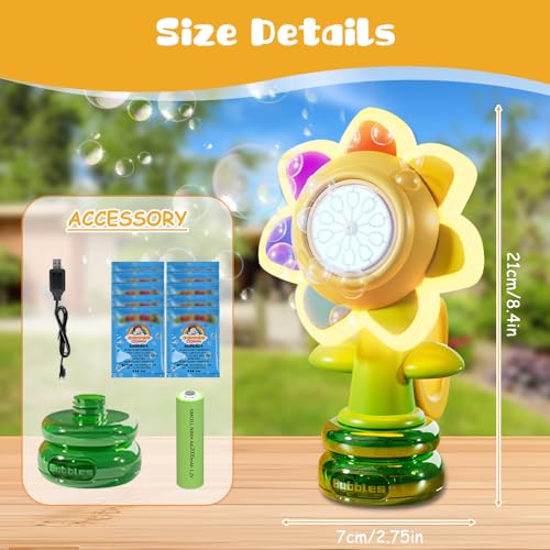 CLIUNT Seifenblasenmaschine für Kinder, Wiederaufladbare tanzende Sonnenblumen Seifenblasenmaschine, Blumen Seifenblasenpistole, mit Akku und Seifenblasenlösung, für Garten Party Hochzeit CLIUNT Seifenblasenmaschine für Kinder, Wiederaufladbare tanzende Sonnenblumen Seifenblasenmaschine, Blumen Seifenblasenpistole, mit Akku und Seifenblasenlösung, für Garten Party Hochzeit von CLIUNT