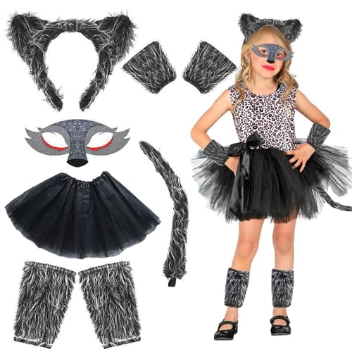 CLIUNT Werwolf Kostüm Kinder, Werwolf Kostüm Set, Wolf Ohren und Schwanz Set, mit Werwölfe Ohren, Schwanz, Wolf Maske, Pfoten,Tüllrock, für Mädchen Karneval Tiere Cosplay Faschingskostüme CLIUNT Werwolf Kostüm Kinder, Werwolf Kostüm Set, Wolf Ohren und Schwanz Set, mit Werwölfe Ohren, Schwanz, Wolf Maske, Pfoten,Tüllrock, für Mädchen Karneval Tiere Cosplay Faschingskostüme von CLIUNT