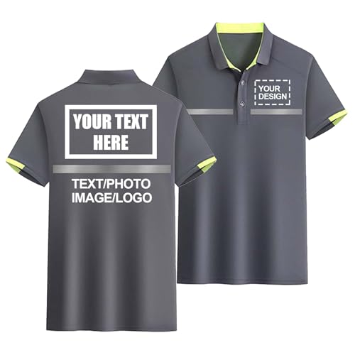 CLMETHE Benutzerdefinierte Hi Viz Vis Poloshirts Reflektierende Sicherheitsarbeit T-Shirt Polo Kurzarm Personalisiertes Logo Hohe Sichtbarkeit Tops Text Foto hinzufügen, Gray-L CLMETHE Benutzerdefinierte Hi Viz Vis Poloshirts Reflektierende Sicherheitsarbeit T-Shirt Polo Kurzarm Personalisiertes Logo Hohe Sichtbarkeit Tops Text Foto hinzufügen, Gray-L von CLMETHE