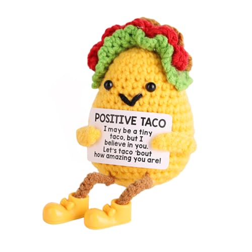 CMANLNYK Süßes Positives Crochet Gestricktes Spielzeug Taco - Kreatives Büro Nach Hause Positiver Häkelpupper, Emotional Support Taco, Nette Heilende Puppen Zum Freunde Und Familie, B von CMANLNYK