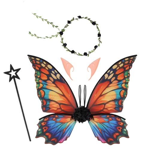 Feenflügel Erwachsene Kinder - Schmetterlingsflügel Flügel Wings Halloween Schmetterling Kostüm Kinder für Weihnachtskarneval, Geburtstagsrollenspertys, Super Schöne Flügel, A von CMANLNYK