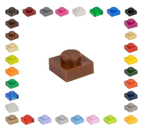 CMC imports 100 Klemmbausteine Bausteine 1x1 Noppen Fliesen Tiles Mosaik Noppen Kompatibel freie Auswahl 34 Farben (090 - Braun) von CMC imports