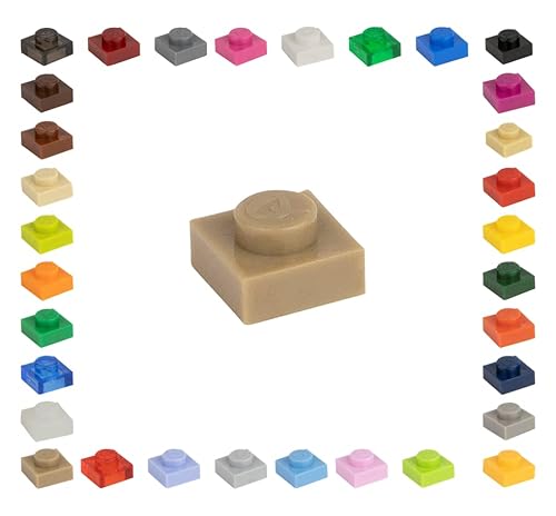 CMC imports 100 Mosaik Fliesen Bausteine 1x1 Noppen Kompatibel 34 vers. Farben Tiles Klemmbausteine (268 - Dunkel Beige) von CMC imports