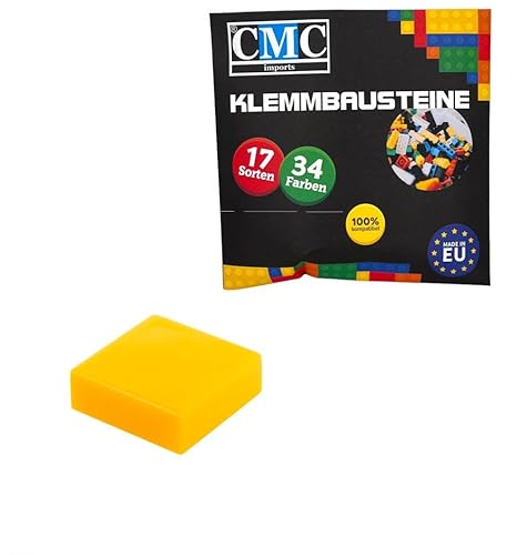 CMC imports 100 x Klemmbausteine Fliesen Tiles Bausteine 1x1 Noppen Kompatibel 34 Farben freie Farbenwahl (242 - Dunkel Gelb) von CMC imports