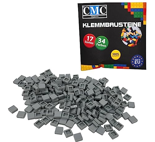 CMC imports 100 x Klemmbausteine Fliesen Tiles Bausteine 1x1 Noppen Kompatibel 34 Farben freie Farbenwahl (411 - Hell Grau) von CMC imports