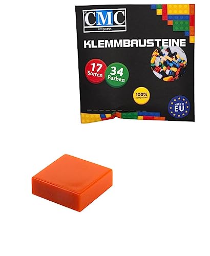 CMC imports 100 x Klemmbausteine Fliesen Tiles Bausteine 1x1 Noppen Kompatibel 34 Farben freie Farbenwahl (501 - Orange) von CMC imports