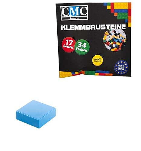 CMC imports 100 x Klemmbausteine Fliesen Tiles Bausteine 1x1 Noppen Kompatibel 34 Farben freie Farbenwahl (890 - Licht Blau) von CMC imports