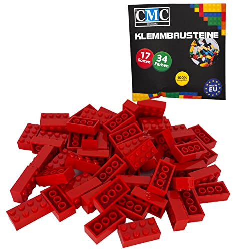 CMC imports 150 Klemmbausteine Bausteine 2x4 Noppen Kompatibel 8 Noppen freie Auswahl 34 Farben (620 - Rot) von CMC imports