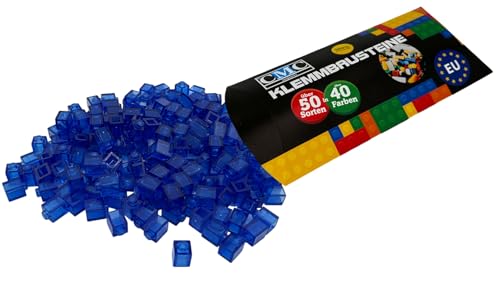 200 Klemmbausteine Briks Bausteine 1x1 Noppen Kompatibel freie Auswahl 34 Farben (Blau - Transparent / 192) von CMC imports