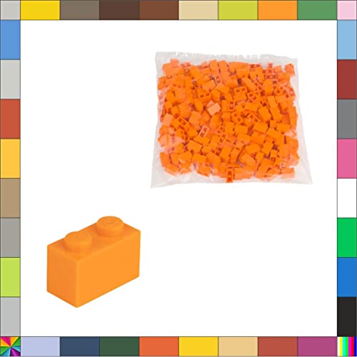 CMC imports 200 Klemmbausteine Briks Bausteine 1x2 Noppen Kompatibel freie Auswahl 35 Farben (150 Hell Orange) von CMC imports