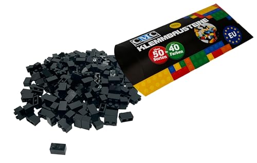 CMC imports 200 Klemmbausteine Briks Bausteine 1x2 Noppen Kompatibel freie Auswahl 35 Farben (650 Schwarz) von CMC imports