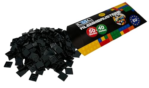 CMC imports 250 x Klemmbausteine Fliesen Tiles Bausteine 2x2 Noppen Kompatibel freie Farbenwahl (650 - schwarz) von CMC imports