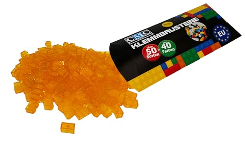 CMC imports 50 Klemmbausteine Bausteine 1x2 Noppen Kompatibel freie Auswahl 34 Farben (004 - Gelb - Transparent) von CMC imports
