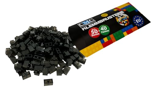 CMC imports 50 Klemmbausteine Bausteine 1x2 Noppen Kompatibel freie Auswahl 34 Farben (024 - Schwarz - Trannspart) von CMC imports