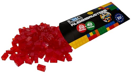 CMC imports 50 Klemmbausteine Bausteine 1x2 Noppen Kompatibel freie Auswahl 34 Farben (224 - Rot - Transparent) von CMC imports