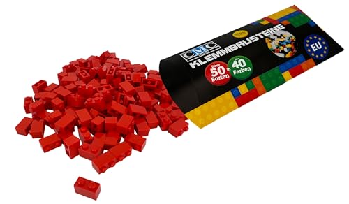 CMC imports 50 Klemmbausteine Bausteine 1x2 Noppen Kompatibel freie Auswahl 34 Farben (620 - Rot) von CMC imports