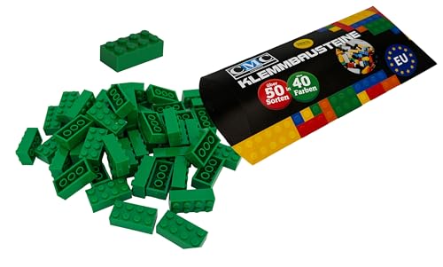 CMC imports 50 Klemmbausteine Bausteine 2x4 Noppen Kompatibel Bricks 8 Noppen freie Auswahl 34 Farben (180 - Grün) von CMC imports