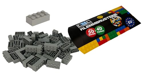 CMC imports 50 Klemmbausteine Bausteine 2x4 Noppen Kompatibel Bricks 8 Noppen freie Auswahl 34 Farben (280 - Grau) von CMC imports