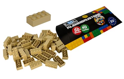 CMC imports 50 Klemmbausteine Bausteine 2x4 Noppen Kompatibel Bricks 8 Noppen freie Auswahl 34 Farben (094 - Beige) von CMC imports