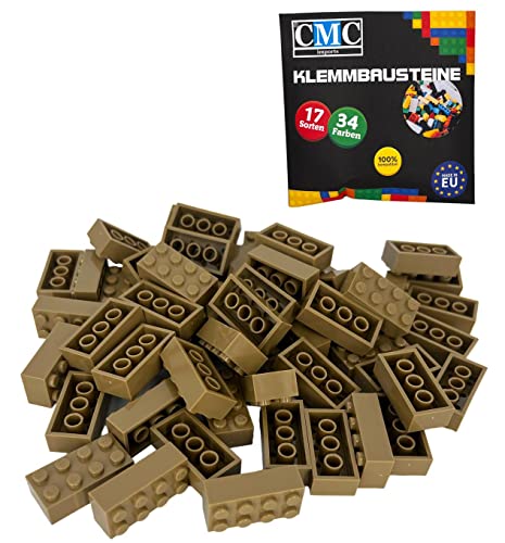 CMC imports 50 Klemmbausteine Bausteine 2x4 Noppen Kompatibel Bricks 8 Noppen freie Auswahl 34 Farben (268 - Dunkel Beige) von CMC imports