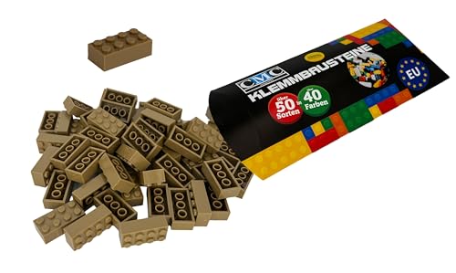 CMC imports 50 Klemmbausteine Bausteine 2x4 Noppen Kompatibel Bricks 8 Noppen freie Auswahl 34 Farben (268 - Dunkel Beige) von CMC imports