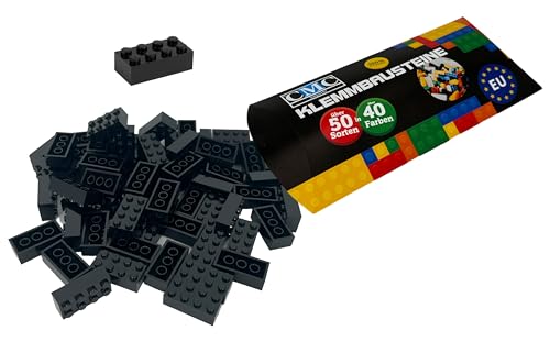 CMC imports 50 Klemmbausteine Bausteine 2x4 Noppen Kompatibel Bricks 8 Noppen freie Auswahl 34 Farben (650 - Schwarz) von CMC imports