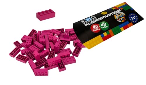 CMC imports 50 Klemmbausteine Bausteine 2x4 Noppen Kompatibel Bricks 8 Noppen freie Auswahl 34 Farben (824 - Magenta) von CMC imports