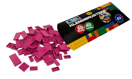 CMC imports 90 Klemmbausteine Fliesen Tiles Bausteine 1x2 2x2 2x4 Noppen Kompatibel freie Auswahl 34 Farben (824 - Magenta) von CMC imports