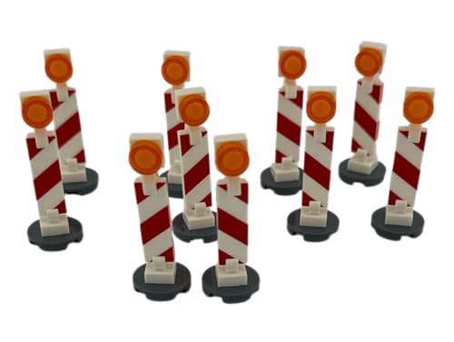 CMC imports 10 Klemmbaustein Warnbaken Baustellen Lampen je 5 Links und 5 Rechts City Zubehör kompatibel 50 teilig von CMC imports