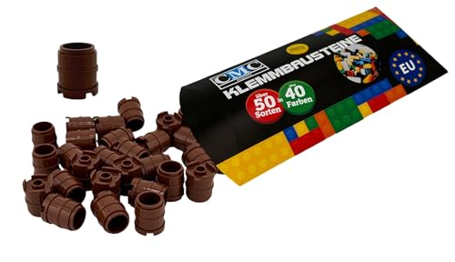 CMC imports 10 Klemmbausteine Holzfass Tonne Fass Barrel 2489 Behälter Bausteine 2x2 Noppen mit Kompatibel Bricks Fässer Eimer (090 - Braun) von CMC imports