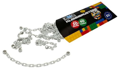 CMC imports 10 Klemmbausteine Kette 30104 Bausteine 1x1 Noppen 12,7 cm / 21 Glieder Kompatibel Bricks (411 - Hellgrau) von CMC imports