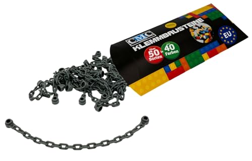 CMC imports 10 Klemmbausteine Kette 30104 Bausteine 1x1 Noppen 12,7 cm / 21 Glieder Kompatibel Bricks (851 - Dunkelgrau) von CMC imports