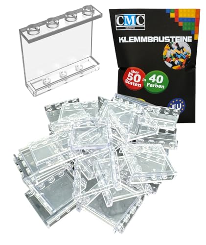 CMC imports 10 x Panel Klemmbausteine Wand Element 1x4x3 Noppen Paneel Fenster Verkleidung City Gebäude Stadt 60581 versch. Farben (Transparent - Clear / 920) von CMC imports